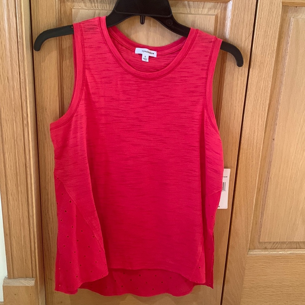 NWT Eyeshadow Poly/Cotton/Rayon Tank, Size S, Color-Red Gloss